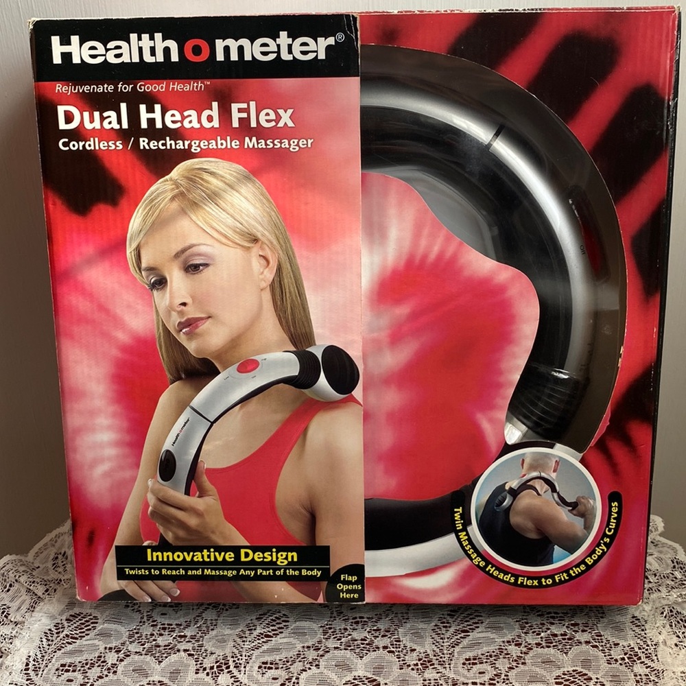 Healthometer Cordless Rechargeable Dual Flex Head Vibration Massager Adjustable